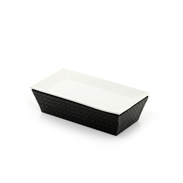 Rectangular Ceramic Stand With Black Leather Base