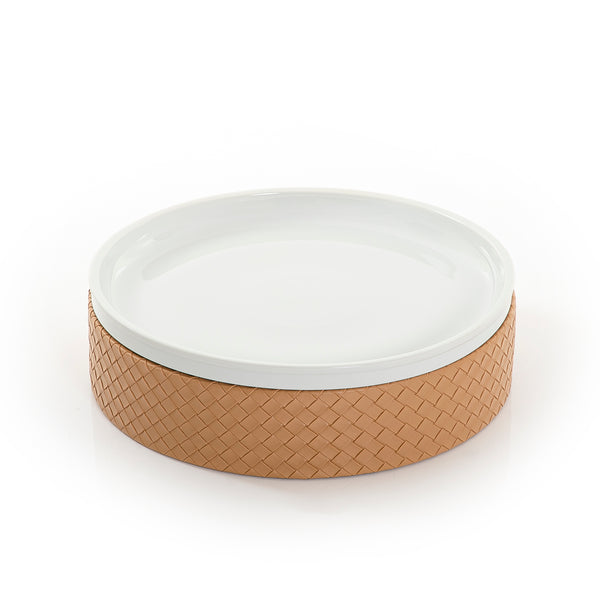 Rectangular Ceramic Stand With Orange Leather Base