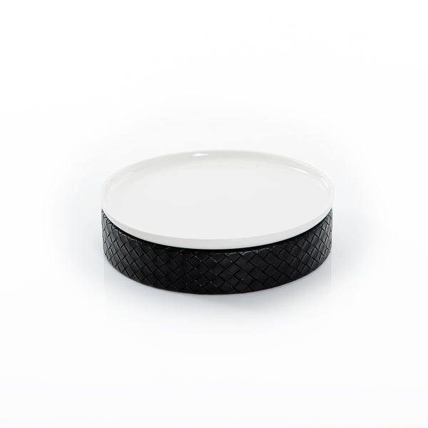 Rectangular Ceramic Stand With Black Leather Base
