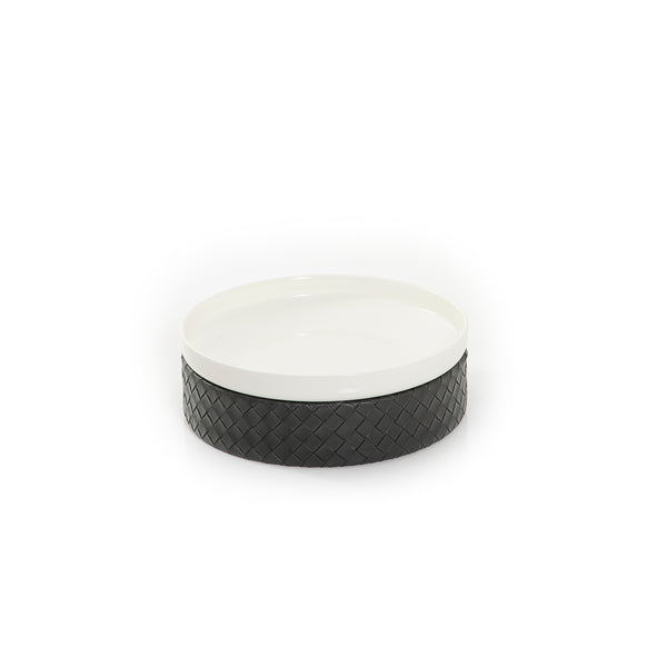 Round Ceramic Stand With A dark gray Leather Base