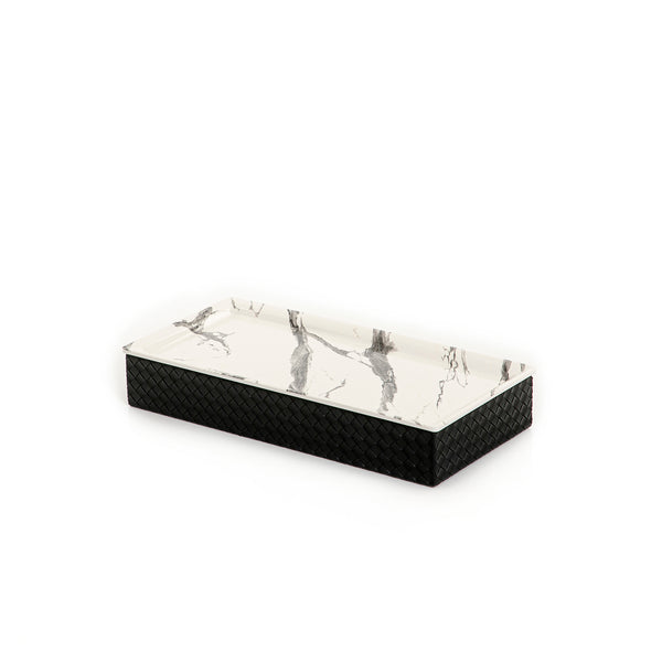 rectangular Ceramic Stand With A black Leather Base