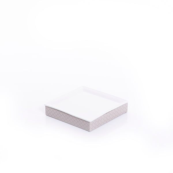Square Ceramic Plate With Beige Leather Base