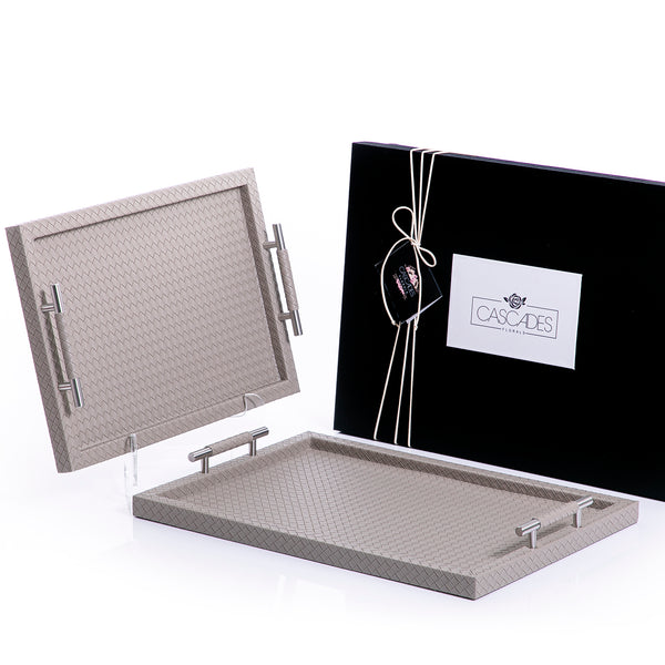 Set of 2 leather tray with gift box