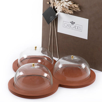Leather plate with 3 glass cover