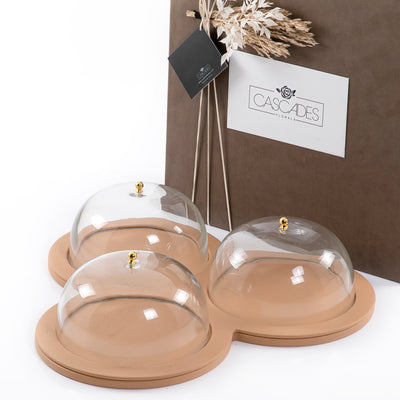 Leather plate with 3 glass cover