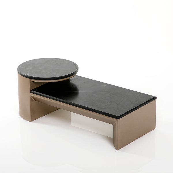 Marble stand with wooden base