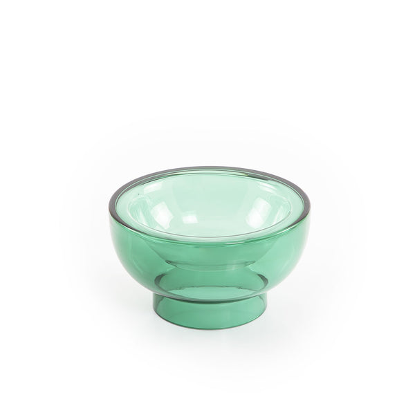 Glass bowl in dark green color