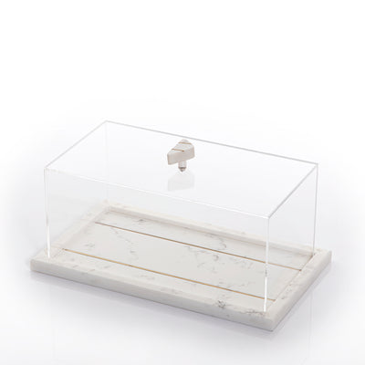 صينية رخام مع خطين من الأستانلس ستيل وغلاف من الإكليريك - المقاس: ‎22×33 سم