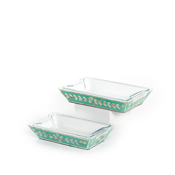 Set Of Mother Of Pearl Plate With Glass