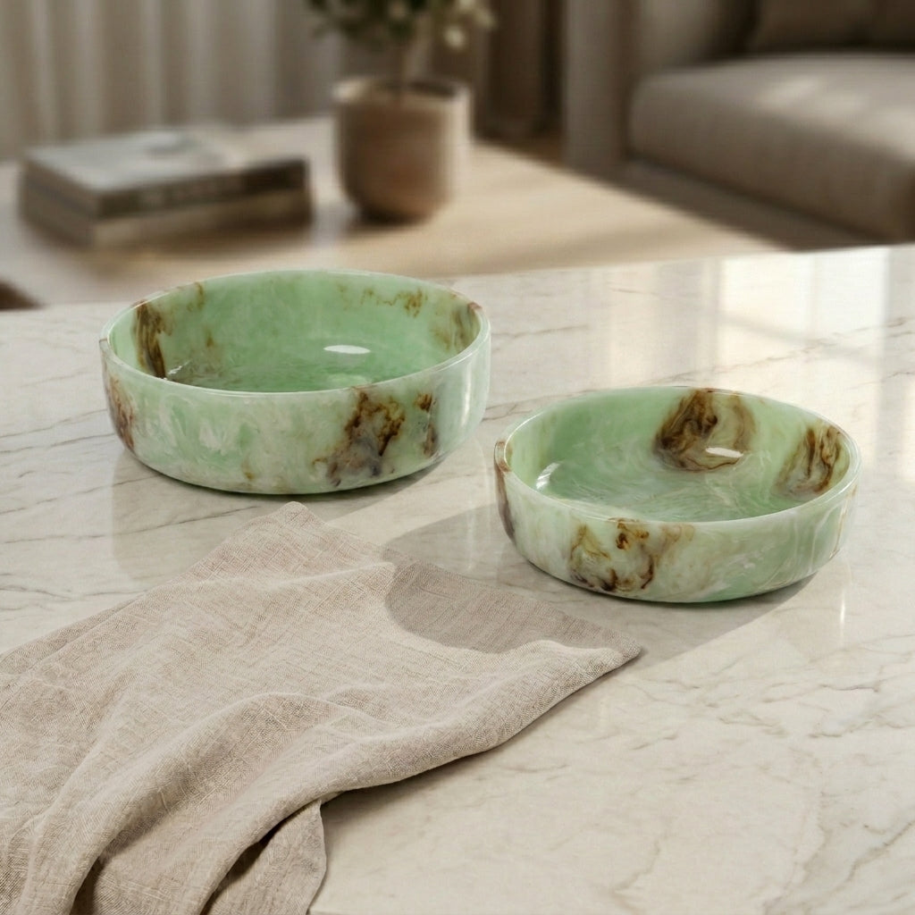 Set of 2 Resin Bowls with gift box - Green