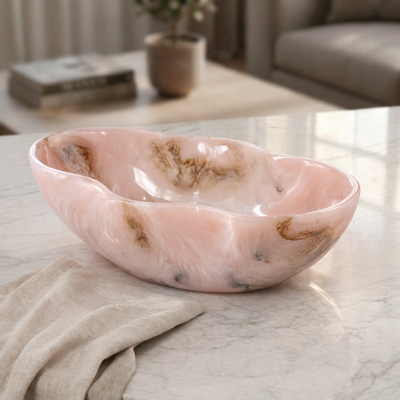 Large Resin Oval Serving Bowl - Pink