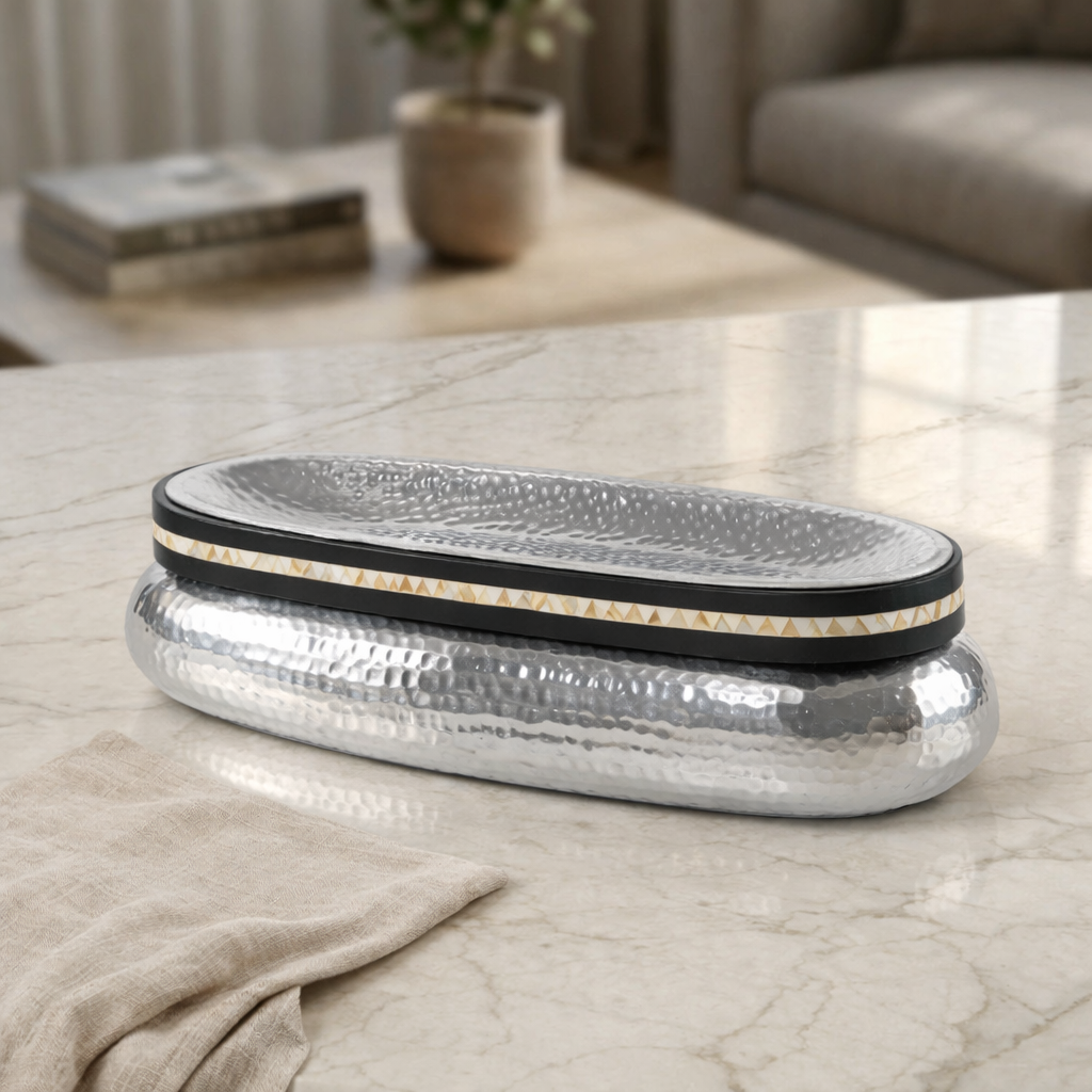 Oval aluminum resin platter - large