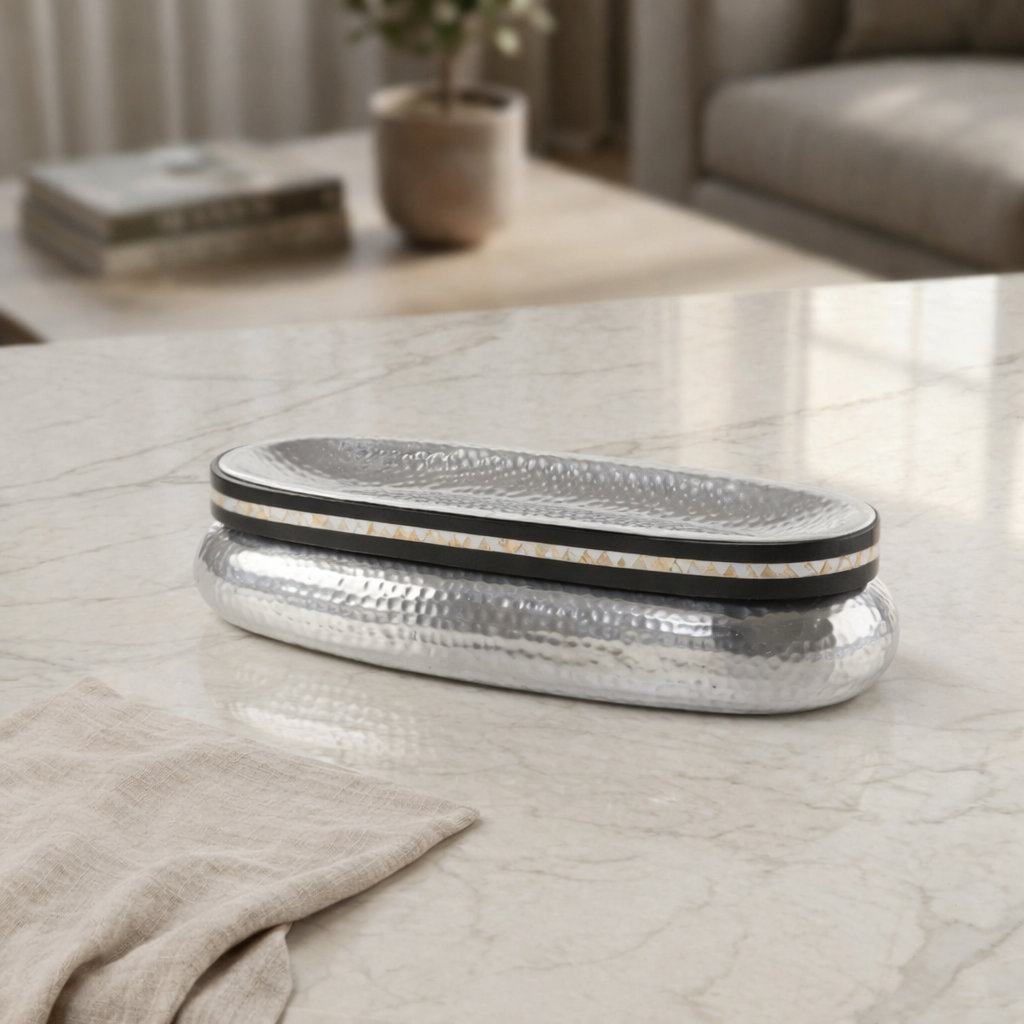 Oval aluminum resin platter - medium