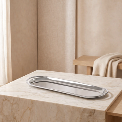 Oval Stainless Steel silver tray small