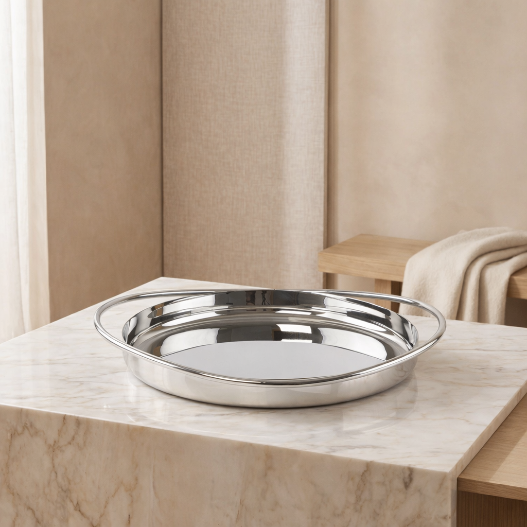 Silver Stainless Steel plate large