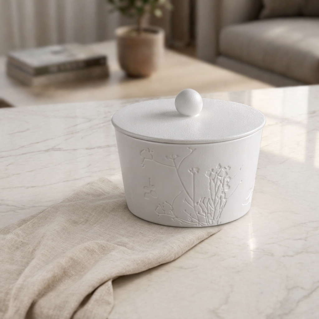 Matt White Ceramic Bowl with cover