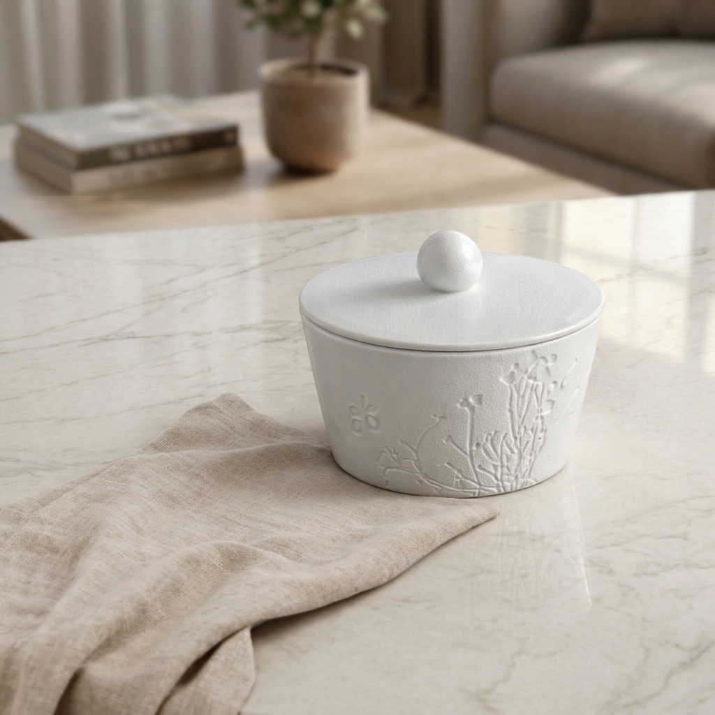Matt White Ceramic Bowl with cover