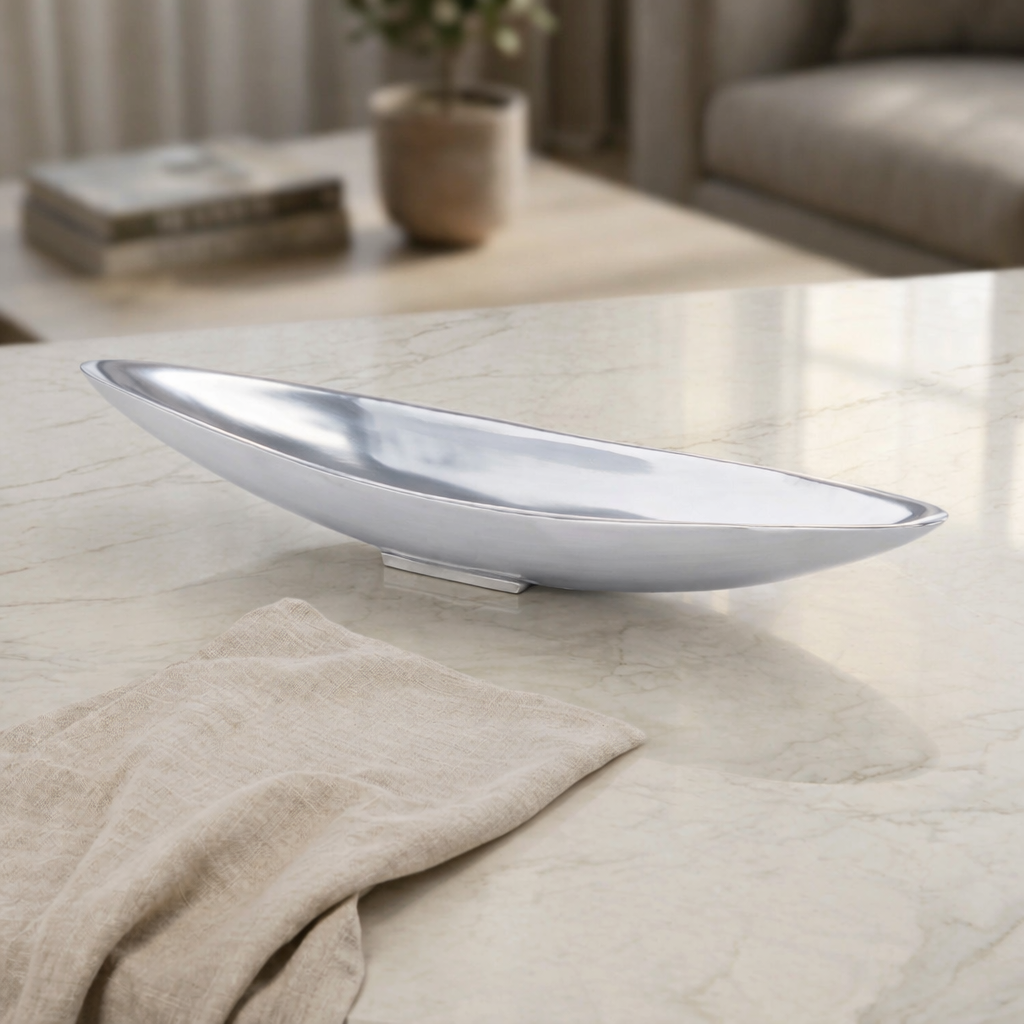 Medium Oval Metal Plate - Silver