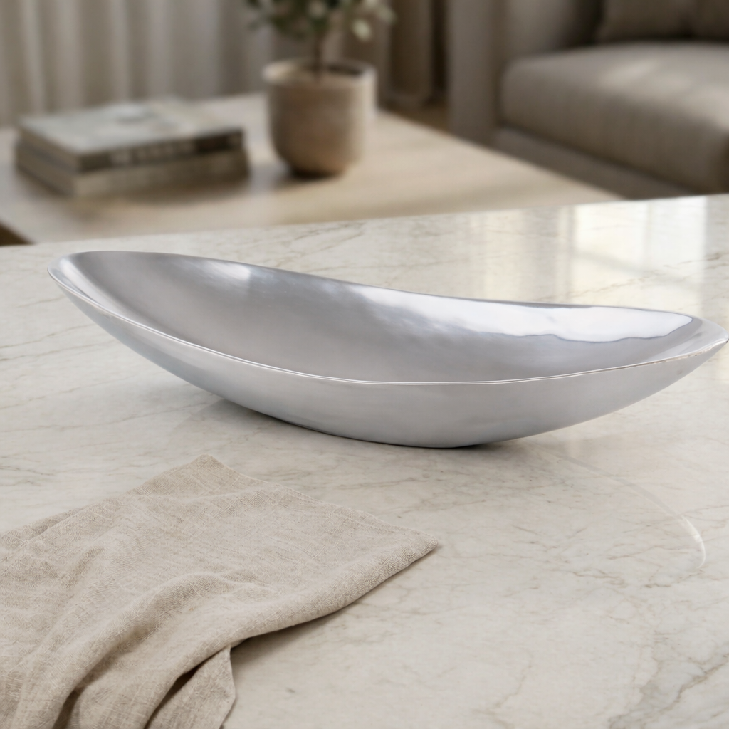 Large Oval Metal Plate - Silver
