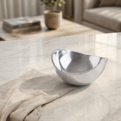 Medium Metal Bowl - Silver