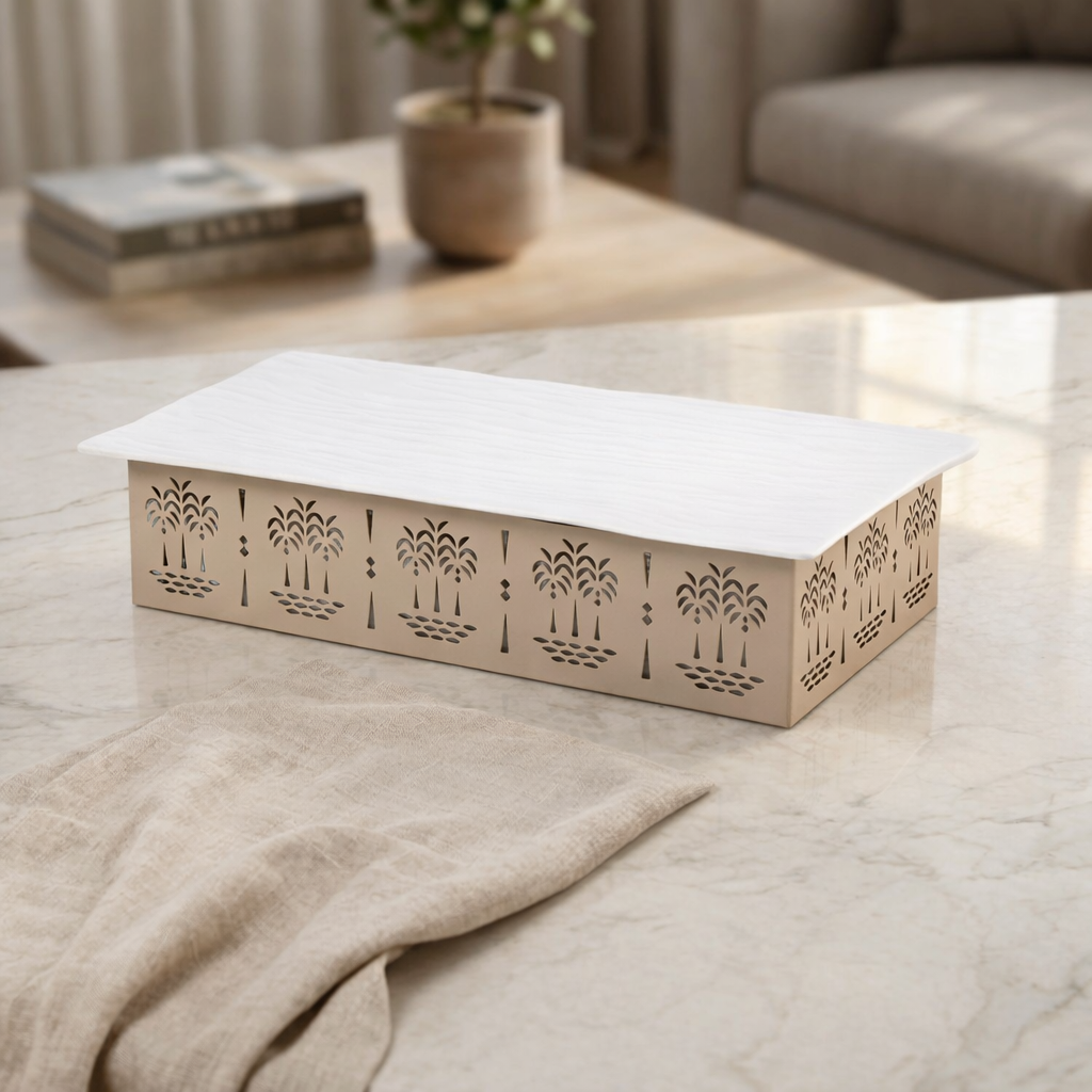 Beige Rectangular Ceramic plate - Medium