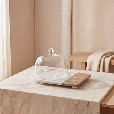 Marble tray with glass cover