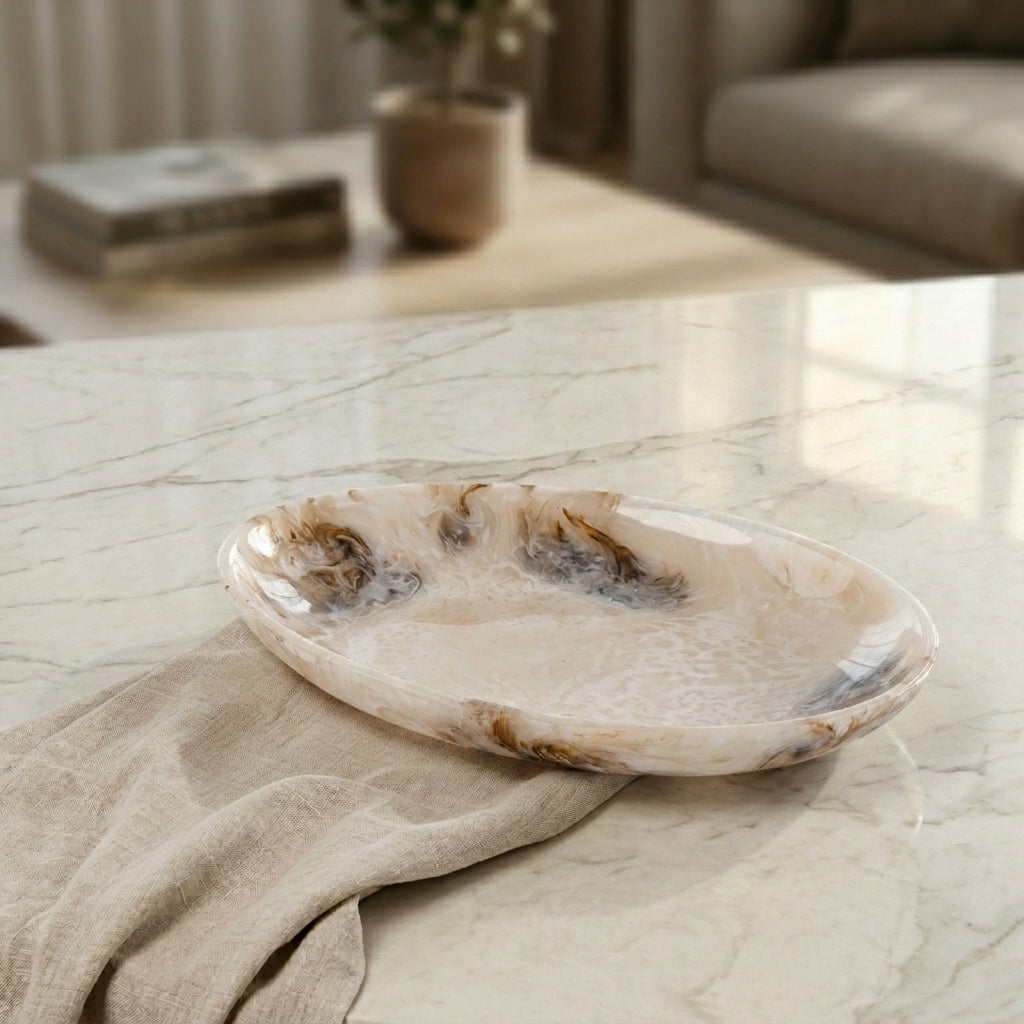 Medium Resin Serving Platter - Beige