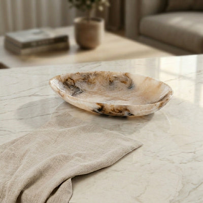 Small Resin Serving Platter - Beige
