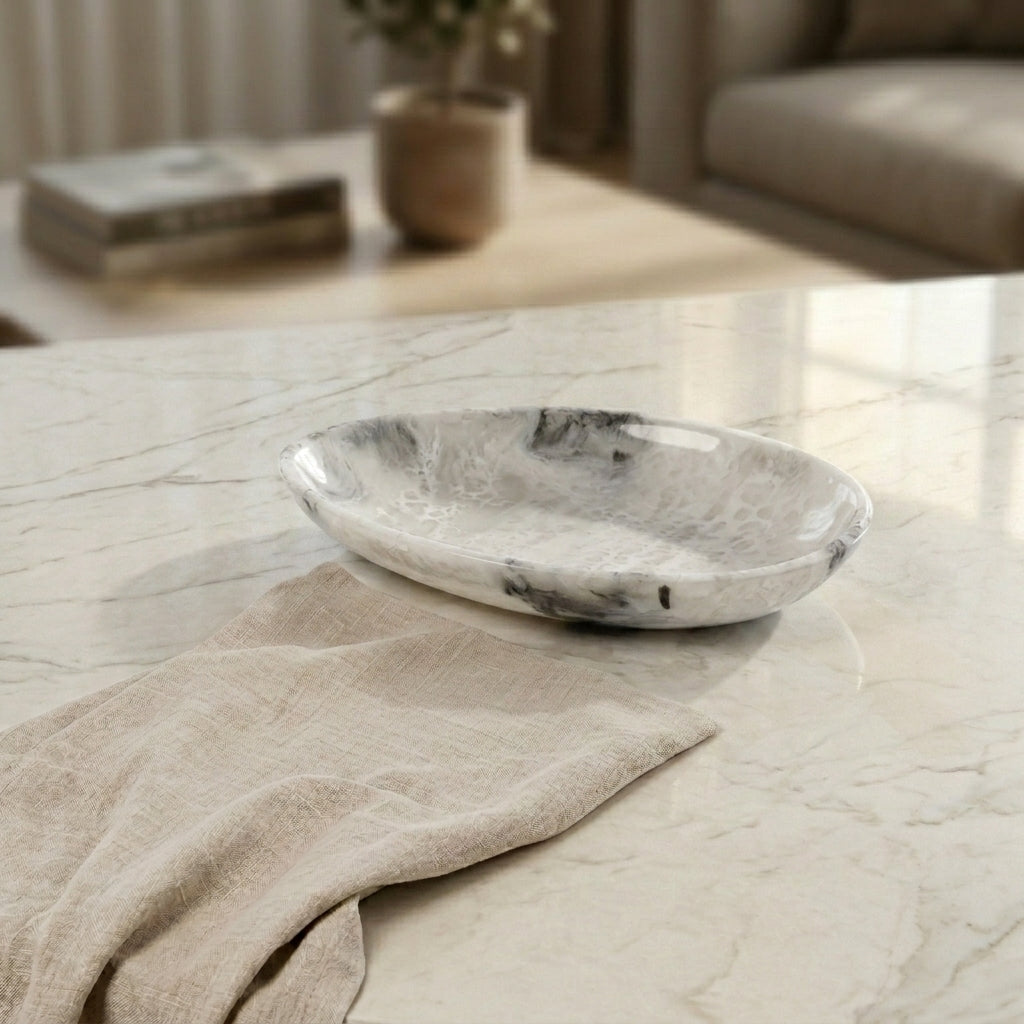 Small Resin Serving Platter - Black & White