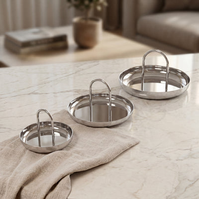 Set of 3 Stainless Steel bowl with a holder with gift box - Silver