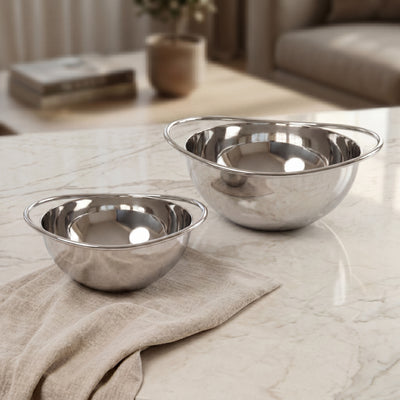Set of 2 metal Shiny Polish Serving Bowl with gift box - Silver