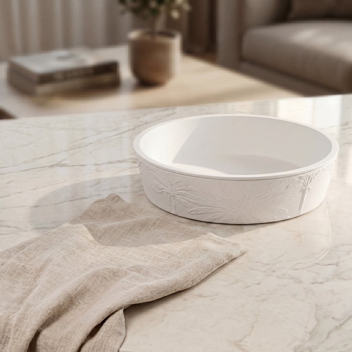 White Round Pottery Bowl