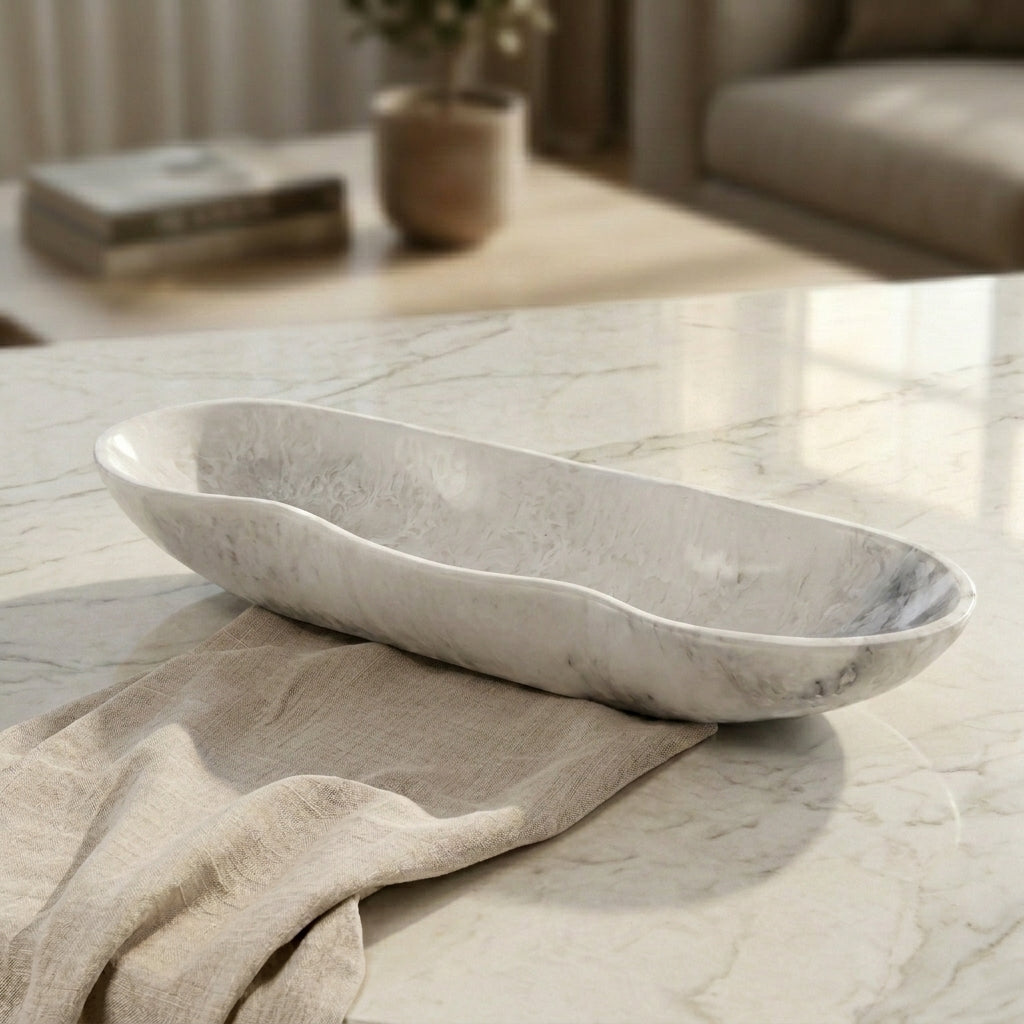 Large Resin Oval Serving Bowl - Black&white