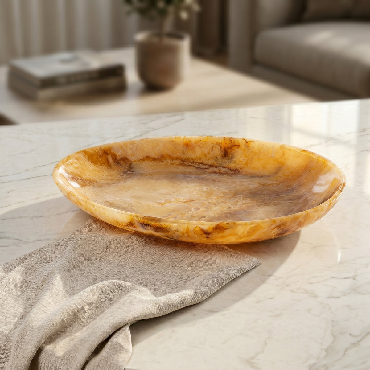 Large Resin Serving Platter - Amber