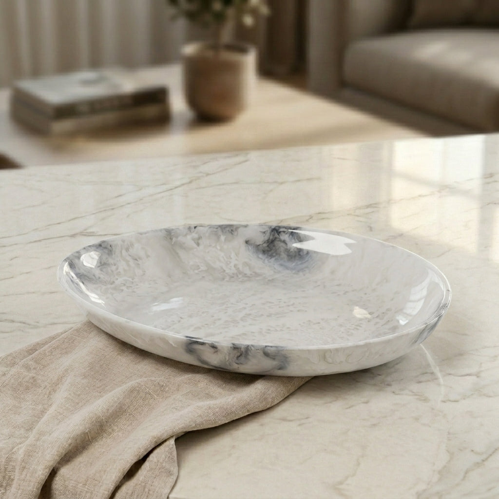 Large Resin Serving Platter - White & Black