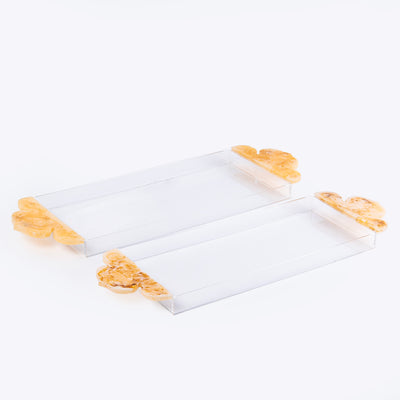 Set of 2 Resin Trays - Amber