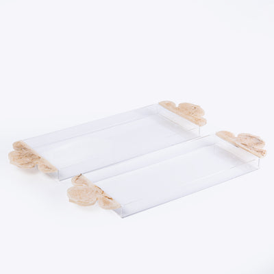 Set of 2 Resin Trays - Beige