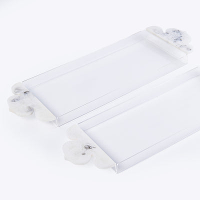 Set of 2 Resin  Trays - White & Black