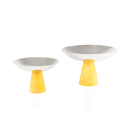 طقم فاخر مكون من 2 ستاند للتقديم مصنوعين من الستانلس ستيل على قاعدة مخروطية من الراتنج