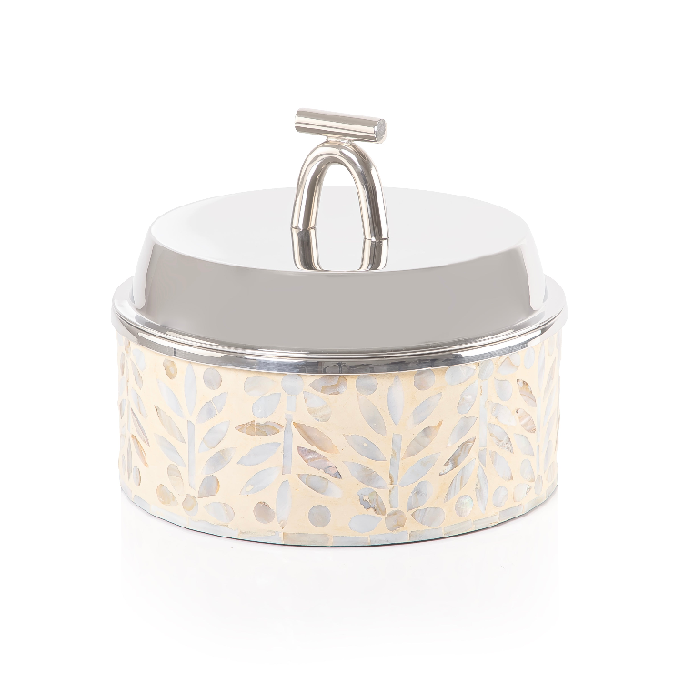 حافظ حرارة الطعام من الصدف و الإستانلس ستيل حجم صغير - كريمي