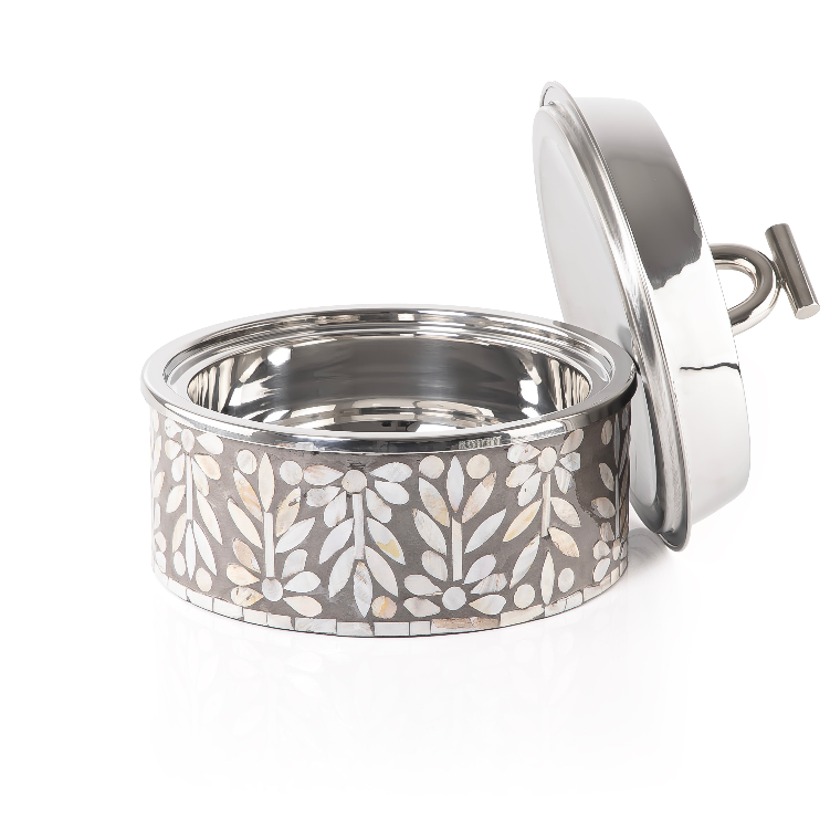 حافظ حرارة الطعام من الصدف و الإستانلس ستيل حجم صغير - رمادي