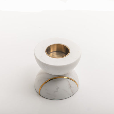 حامل شموع دائري من الرخام - أبيض