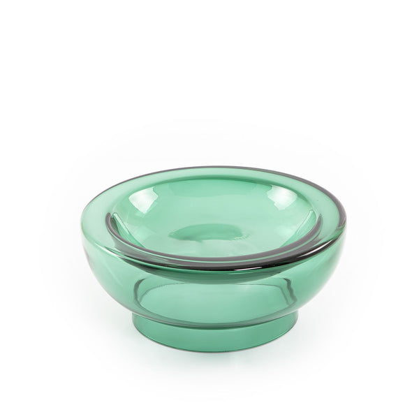 Glass bowl in dark green color