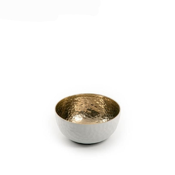 سلطانية دائرية من المعدن - أبيض صغير