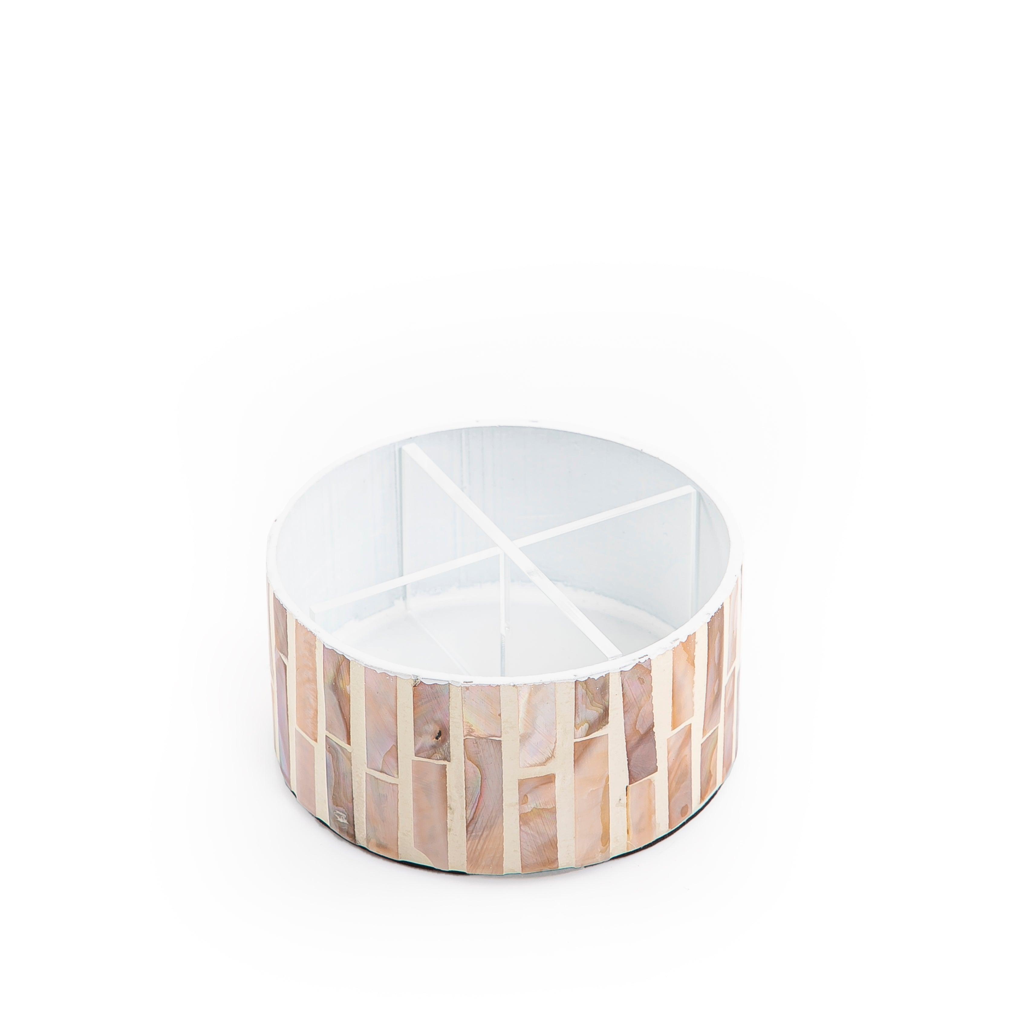 Circular Mother of Pearl Box with Acrylic Interior