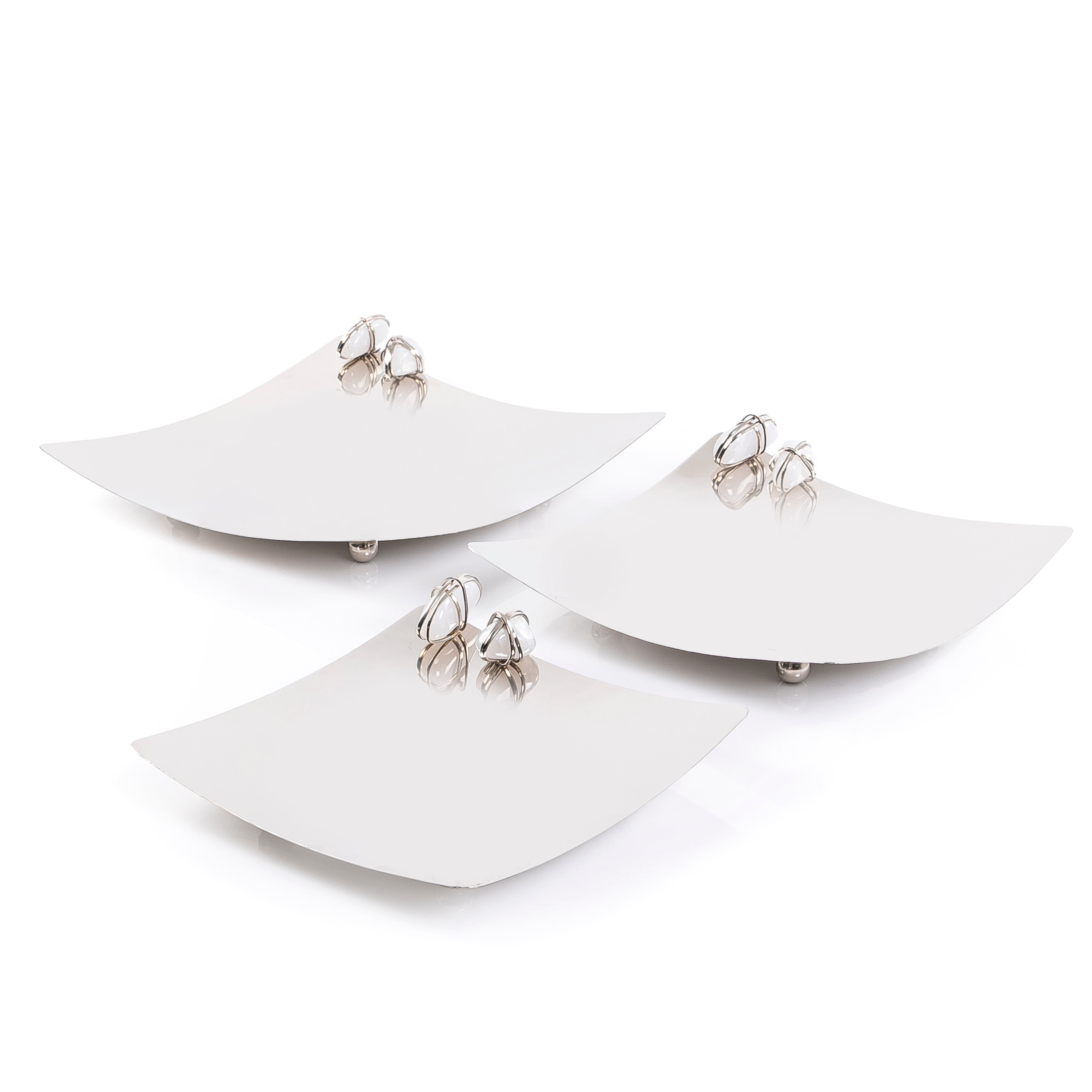 Set of 3 steel tray with stone – Cascades UAE