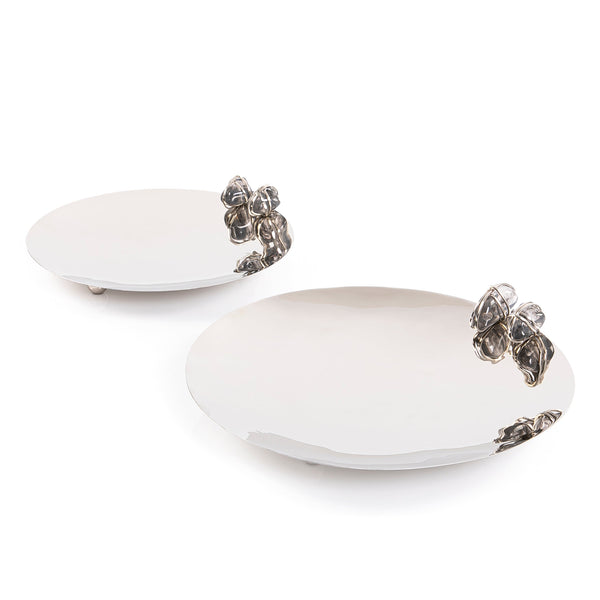 Set of 2 steel tray with stone