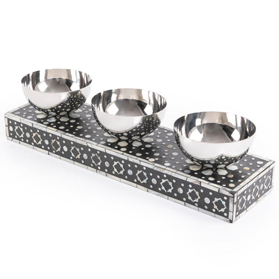 Set of 3 Mop stainless Bowl With Ramadan box-Black