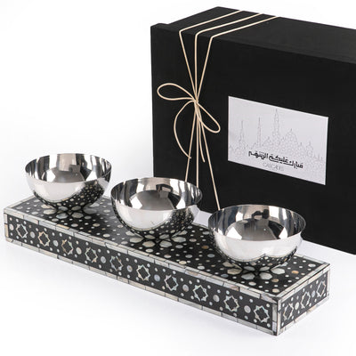 Set of 3 Mop stainless Bowl With Ramadan box-Black
