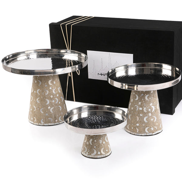 Set of 3 Mop stands With Ramadan box-  Dark Beige